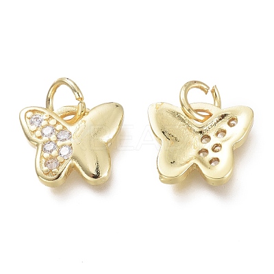 Brass Micro Pave Clear Cubic Zirconia Pendants KK-P188-Q01-G-1