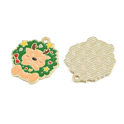 Christmas Deer Theme Alloy Enamel Pendants ENAM-D304-01B-G-1