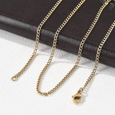 Unisex Casual Style 304 Stainless Steel Curb Chain Necklaces X-STAS-O037-54G-1
