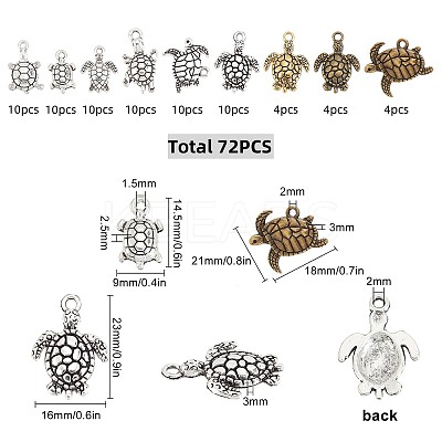 72Pcs 9 style Tibetan Style Alloy Pendant TIBE-SC0001-50-1