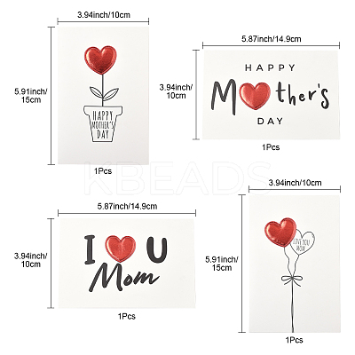 4Pcs Kraft Paper Greeting Cards AJEW-FS0001-30B-1