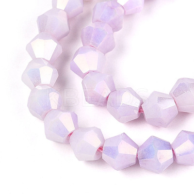 Anti-Tarnish Electroplate Bicone Glass Beads Strands EGLA-T021-6mm-16-01-1
