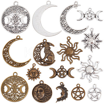 72Pcs 18 Style Tibetan Style Alloy Pendants TIBEP-SC0002-23-1