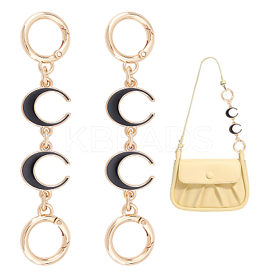 2Pcs Alloy Enamel Crescent Moon Link Purse Strap Extenders FIND-UN0001-73A-1