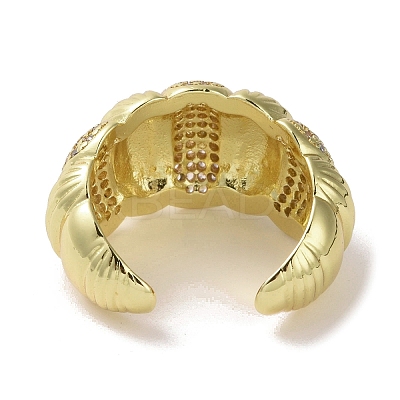Brass Micro Pave Cubic Zirconia Open Cuff Ring RJEW-K256-45G-1