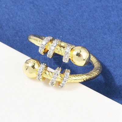 Brass Micro Pave Cubic Zirconia Open Cuff Ring for Women RJEW-F177-03GP-11-1