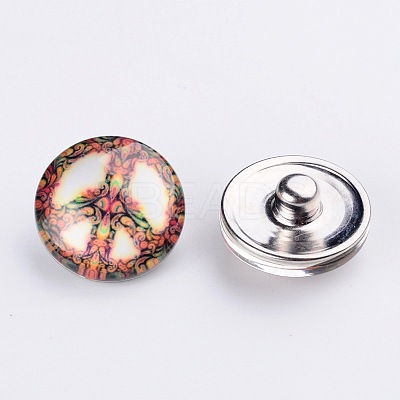 Mixed Flat Round Brass Jewelry Snap Buttons SNAP-MSMC001-01-1