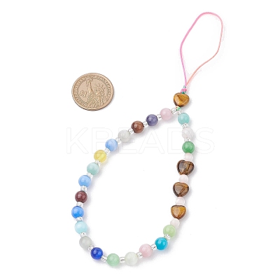 Heart Cat Eye Mobile Straps HJEW-JM03427-01-1
