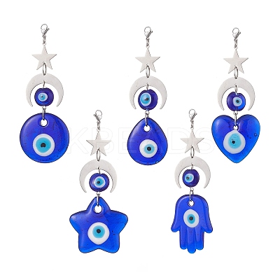Handmade Evil Eye Lampwork Pendants Decorations HJEW-JM01008-1