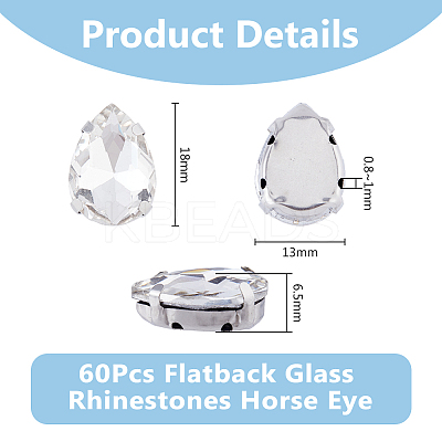 60Pcs Teardrop Sew on Rhinestone RGLA-DC0001-06-1