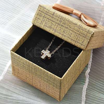 304 Stainless Steel Crystal Rhinestone Pendant Cable Chain Necklaces for Women LS-NJEW-C062-01D-G-1