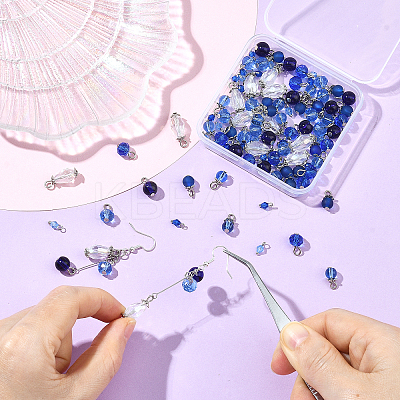 120Pcs 8 Style Glass & Acrylic Pendants PALLOY-SW00079-1