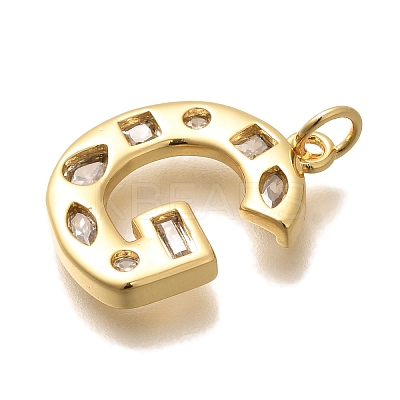 Brass Micro Pave Clear Cubic Zirconia Pendants KK-G521-01G-G-1