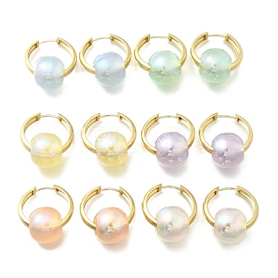 Round Brass Hoop Earrings EJEW-Z086-01G-1
