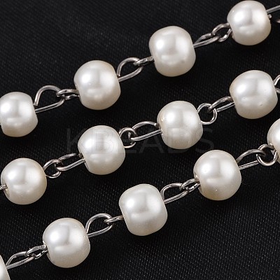 Handmade Glass Pearl Beaded Chains for Necklaces Bracelets Making X-AJEW-JB00133-01-1