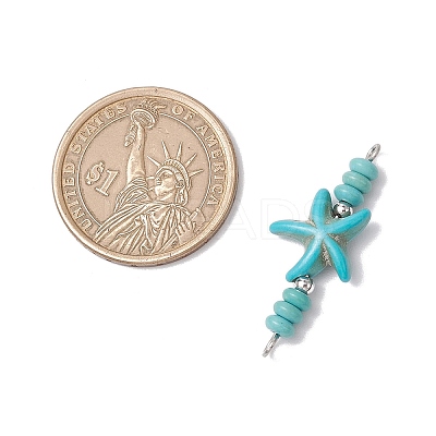 10Pcs 2 Colors Starfish & Rondelle Dyed Synthetic Turquoise Beaded Connector Charms PALLOY-JF03948-1