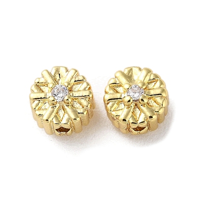 Brass Micro Pave Clear Cubic Zirconia Beads KK-P256-12G-1