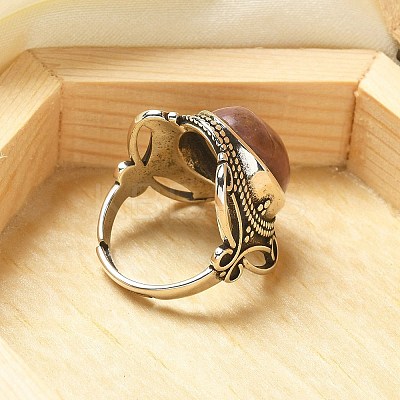 Natural Rhodonite Adjustable Rings RJEW-I108-02AS-13-1