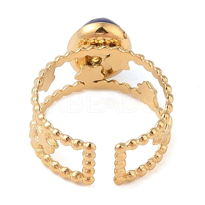 Oval Natural Lapis Lazuli Finger Rings RJEW-Z057-11G-03-1