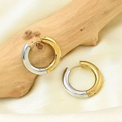 201 Stainless Steel Two Tone Hoop Earrings EJEW-Q002-01G-04-1