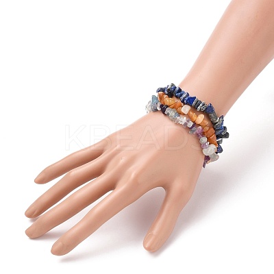 Chip Natural Gemstone Beaded Stretch Bracelets Sets BJEW-JB05700-1