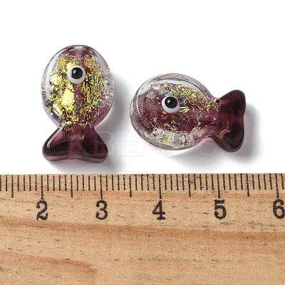 Handmade Foil Lampwork Fish Beads FOIL-Z001-01H-1