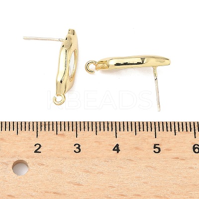 Nuggets Brass Micro Pave Clear Cubic Zirconia Stud Earring Findings KK-D386-18G-1