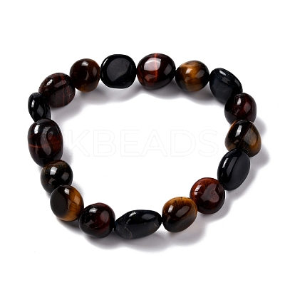 Natural Tiger Eye Beaded Stretch Bracelets BJEW-F414-02C-04-1