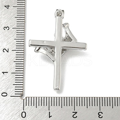 Rack Plating Brass Micro Pave Cubic Zirconia Pendants KK-F869-10P-1