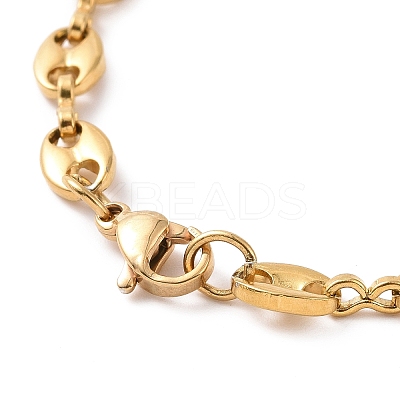 PVD Vacuum Plating 304 Stainless Steel Coffee Bean Chain Necklace for Men Women NJEW-E063-01G-1