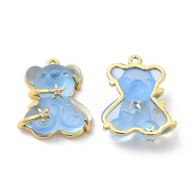 Transparent Resin Crystal Rhinestone Pendants KK-H438-04G-04-1
