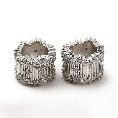 Rack Plating Brass Micro Pave Cubic Zirconia European Beads KK-C010-36-1