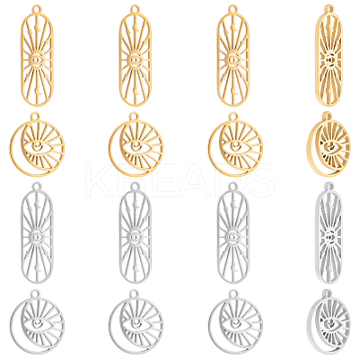 16Pcs 4 Style 304 Stainless Steel Pendants STAS-UN0038-89-1