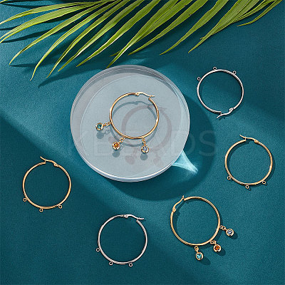 12Pcs 2 Colors 304 Stainless Steel Huge Hoop Earring Findings STAS-UN0044-77-1