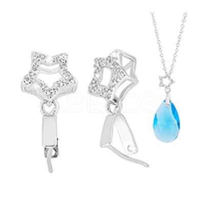 2Pcs 925 Sterling Silver Micro Pave Cubic Zirconia Pendant Bails STER-PH0001-96-1