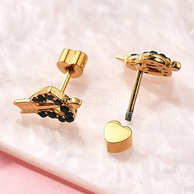 Ion Plating(IP) 304 Stainless Steel Heart Stud Earring EJEW-A118-18G-01-1