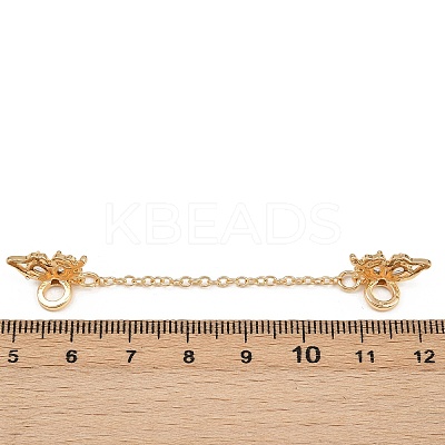 Brass Pave Clear Cubic Zirconia Butterfly European Safety Chains KK-K407-04G-1
