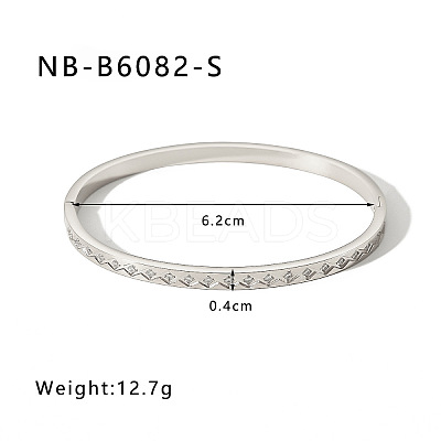 304 Stainless Steel Pave Cubic Zirconia Bangles FS-WG09E60-22-1
