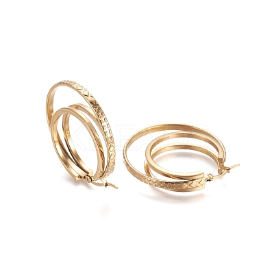 304 Stainless Steel Triple Hoop Earrings STAS-D171-30G-1