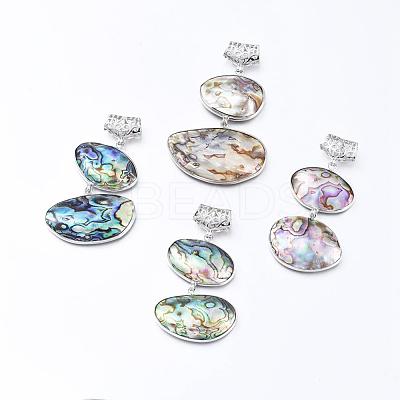 Brass Abalone Shell Oval Big Pendants SSHEL-F0006-04-1