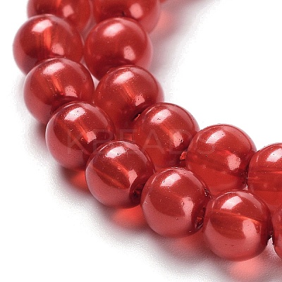 Baking Paint Pearlized Glass Pearl Round Bead Strands HY-XCP0001-13B-1