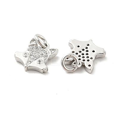Fox Brass Micro Pave Clear Cubic Zirconia Charms KK-G425-10P-1