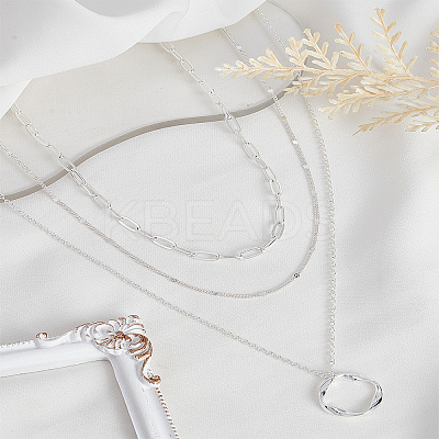 Brass 3 Layer Necklaces NJEW-LP0003-79S-1
