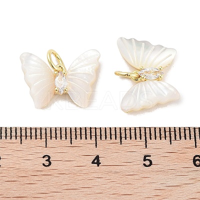Brass Micro Pave Cubic Zirconia Pendants KK-C051-34G-1