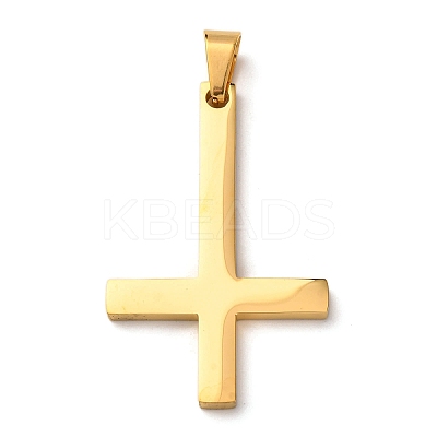 304 Stainless Steel Christian Inverted Cross Pendants STAS-F323-10G-1