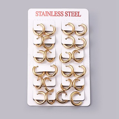 Ion Plating(IP) 304 Stainless Steel Huggie Hoop Earrings X-EJEW-O087-06C-1