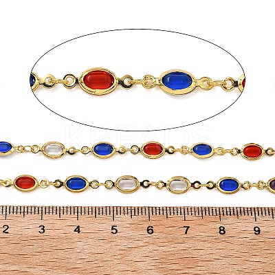 Brass Glass Oval Link Chains CHC-R001-02G-02-1
