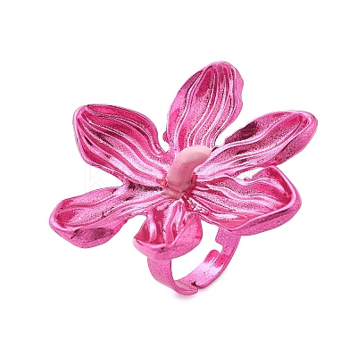 Adjustable Alloy Flower Finger Rings for Women RJEW-B124-01A-1