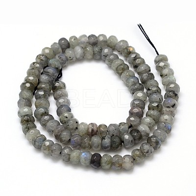 Natural Labradorite Rondelle Bead Strands G-O095-05-B-1