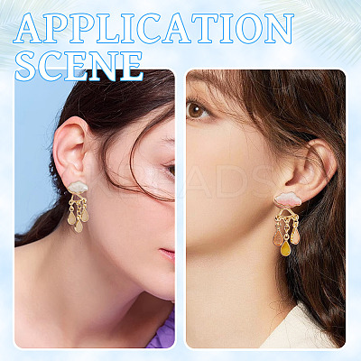 2 Pairs 2 Colors Cloud Alloy Enamel Dangle Stud Earrings for Women EJEW-TA0001-49B-1